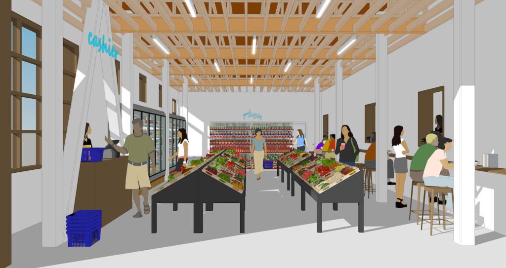 rendering of the new grocery store at 918 Dill Ave. 